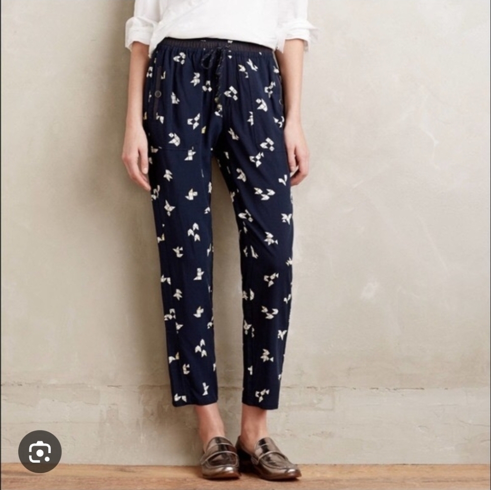 ❤️ ANTHROPOLOGIE HEI HEI HIGH RISE RELAXED SLIM ORIGAMI PRINT ANKLE PANTS, SMALL